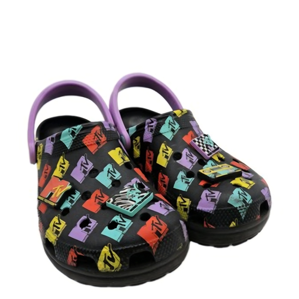 CROCS Black Sandals with Multicolor Accents